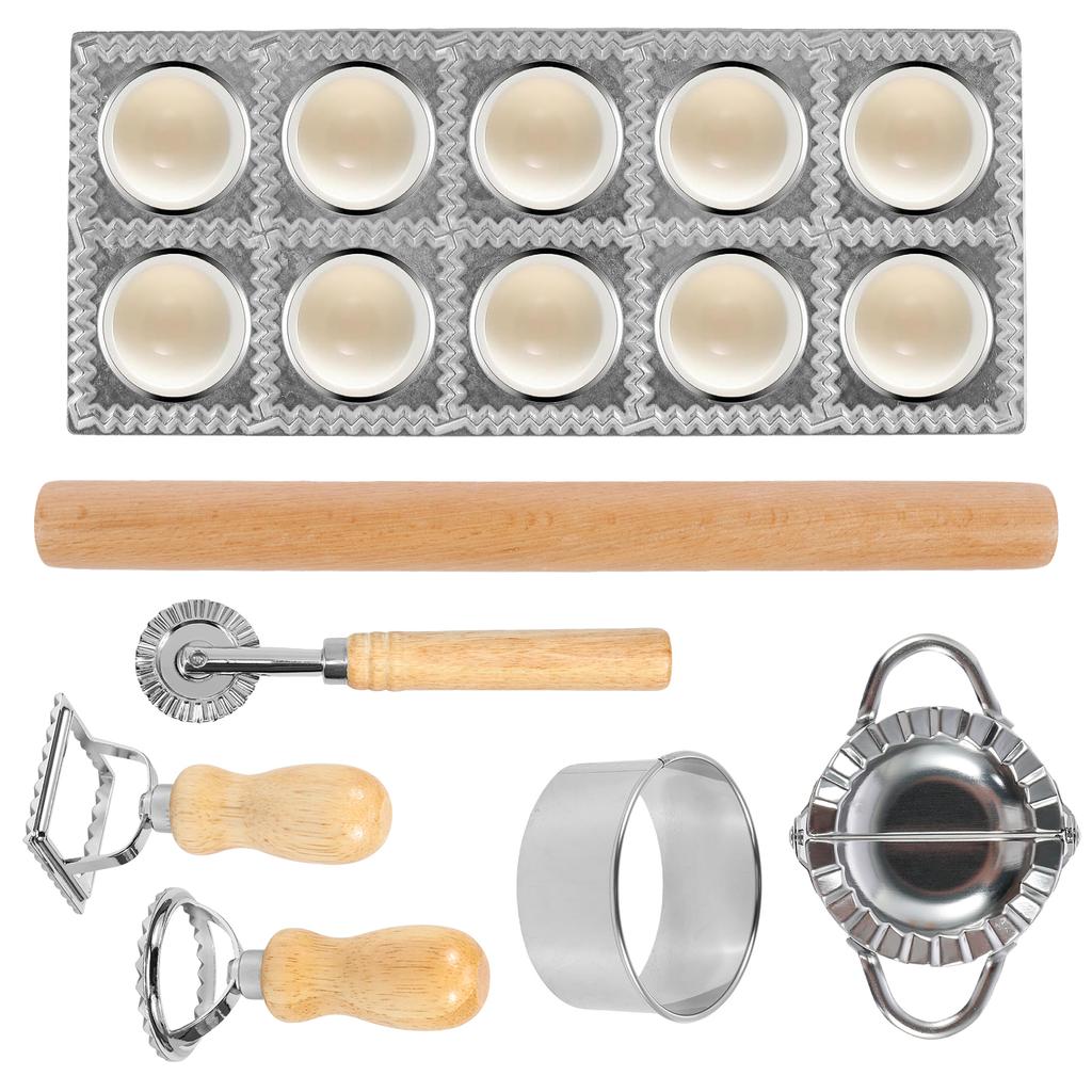 7Pcs Ravioli Molds Set Stainless Steel Pasta Making Tools Multifunctional Ravioli Cutter Set for Home Kitchen Restaurant Use
