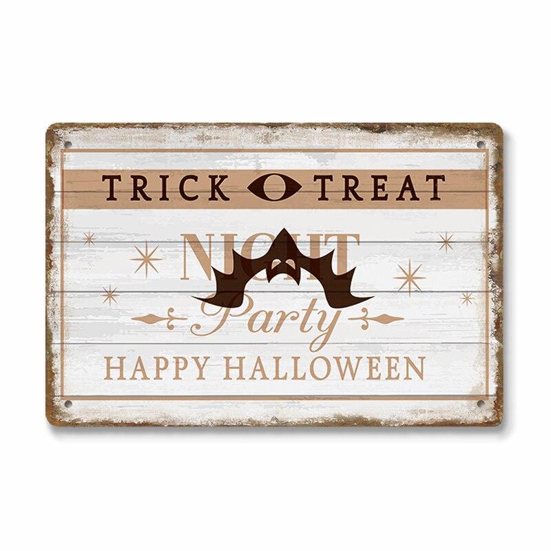 Vintage Halloween Trick or Treat Party Poster Tin Signs  Metal Plate Wall Decor for Cafe Bar Pub  Perfect Halloween Gift