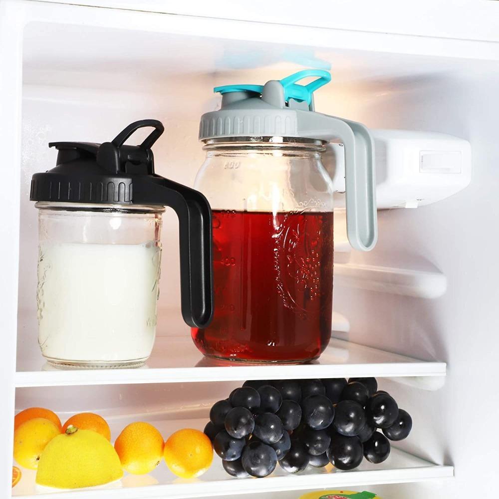 Pour Hole Wide Mouth Mason Jar Lids Plastic Jar Lids With Handle Reusable Wide Mouth Mason Jar