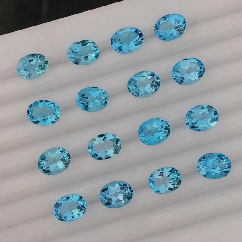 Remarcabil Cea mai bună culoare Tăitură normală Topaz natural albastru 20 piese Set complet de bijuterii Fațetate Loose Cel mai bun preț Lot combinat de pietre prețioase