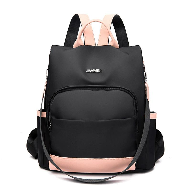 Letter Patched Backpack for Women Simple Plain Large Capacity Travel Backpack Anti-theft Convertible Casual Shoulder Bag 1930₽