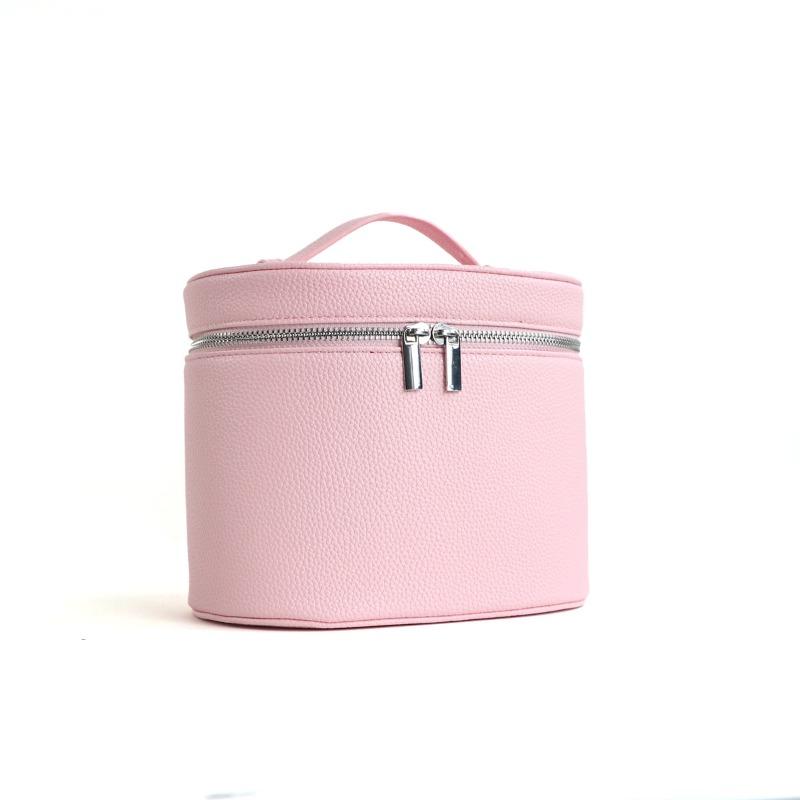 

1pcs Portable PU Leather Layered Cosmetic Case Large Capacity Travel Toiletry Organizer Waterproof Makeup Storage Box рожевий