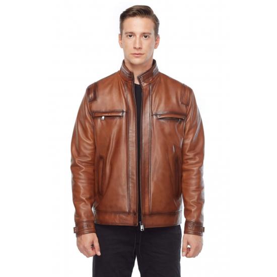 

Мужские куртки Antonio Men s Genuine Leather Jacket Tan Relaxed Fit