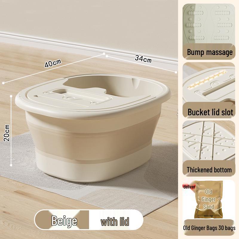 Foldable Portable Foot Bath Basin - Insulated and Over-Calf Design for Home Spa.