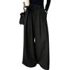 Damen High Waist Weiter Bein Gerader Lockerer Freizeit Anzug Hose