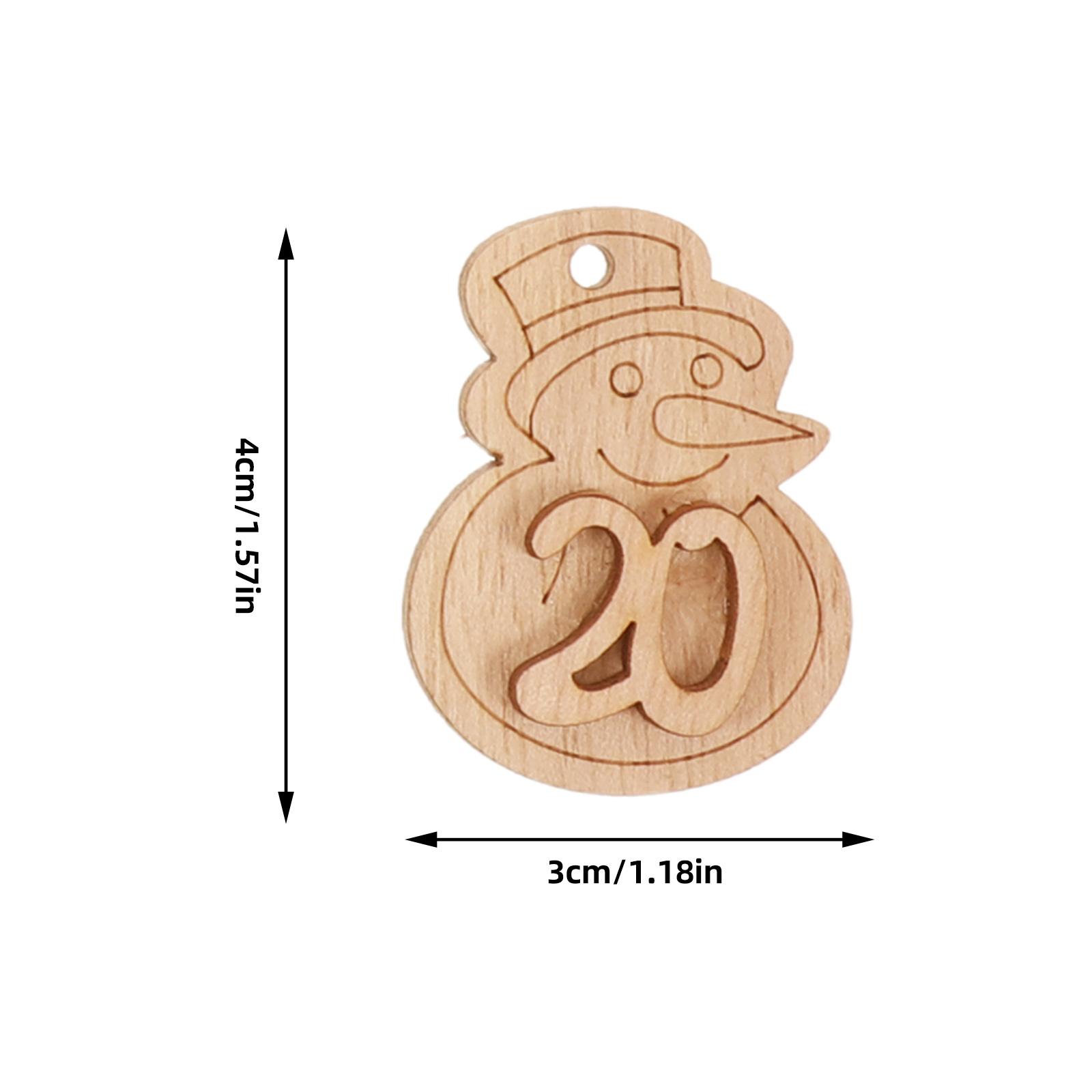 

24Pcs Xmas Calendar Pendants Wooden Label Hanging Ornament for Christmas Tree Wall Door Decor Holiday Gift Pouch Decoration other