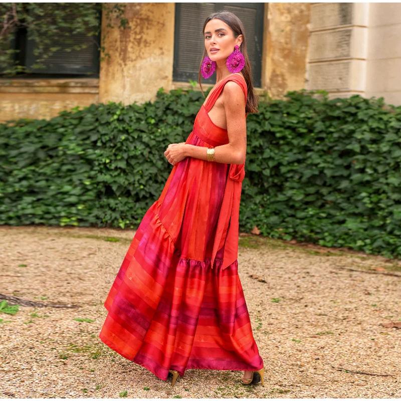 Женское платье-слинг с принтом и бантом — фото 4