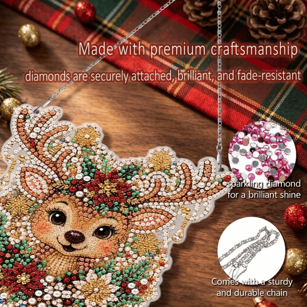 Acrylic Christmas Rhinestone Painting Kit Round Xmas Ornament Kit Wall Decor