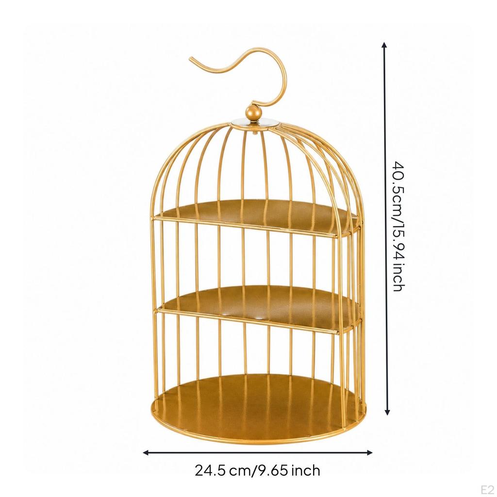 Birdcage Dessert Rack Decorative Cake Stand Metal 3Tier for Hosts, Culinary