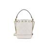 Tory Burch TB-Willa Metallic Double T Logo Diamond Quilted Drawstring Closure Detachable Chain Shoulder Strap Leather Bucket Bag Mini 148249-724