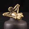 5cm Vintage Messing Zittende Zen Kikkersbeeldje Sculptuur Rookwarenhouder Bureauornament Antiek Messing Meditatietuin Decoratie