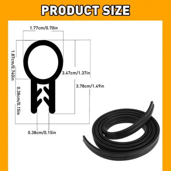 Rubber Seal Protector U Shape Bulb Weather Stripping Edge Waterproof 9.8Ft/10ft