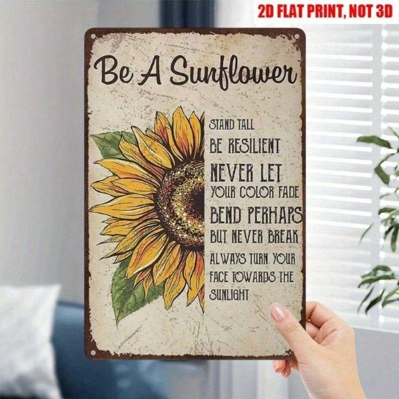 Metal Poster Sunflower 20x30 cm Wall Art Decor Inspirational Quote Rustic Living Room