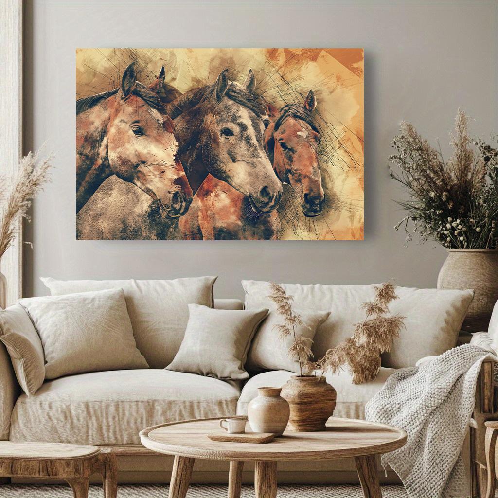 Classic Animal Running Horse Landscape Art Poster Canvas Painting Wall Prints Picture for Living Room Home Decor