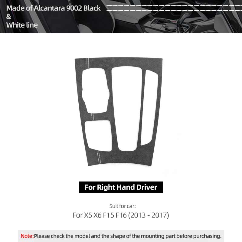 For BMW X5 F15 X6 F16 Made of Alcantara Car Interior Gear Shift Knob Panel Trim Frame Performance Stickers Tuning Accessories