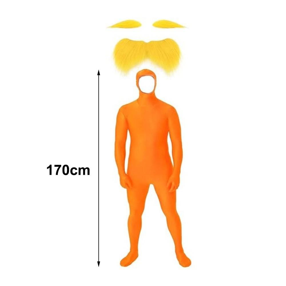 Yellow Mustache and Eyebrow Halloween Costume Spandex Jumpsuit Costume  for Adult Kids