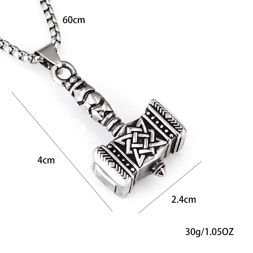Retro Viking Thor's Hammer Stainless Steel Pendant Necklace
