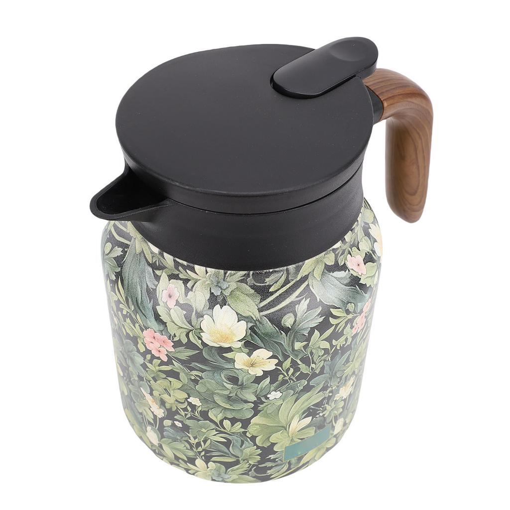 Insulated Teapot with Infuser 1000ml Leak Proof 316 Stainless Steel Floral Pattern Temp Digital Display Coffee Pot for Home Travel