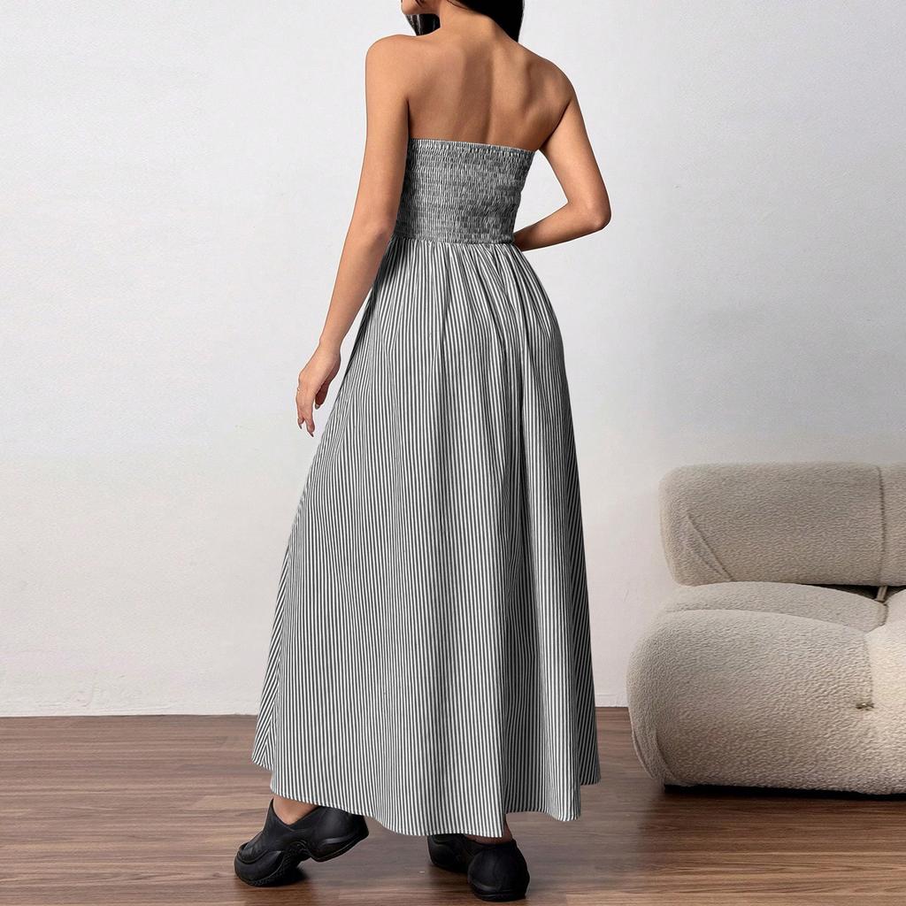 Strapless Maxi Dress with Pockets for Women Casual Sundresses for Women Vacation Outfits for Women Spring Dresses for Women