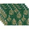 4/6pcs Christmas Dark Green Holly & Snowflake Design Placemats, Perfect for Christmas Kitchen Dining Room Party Decorations, 12x