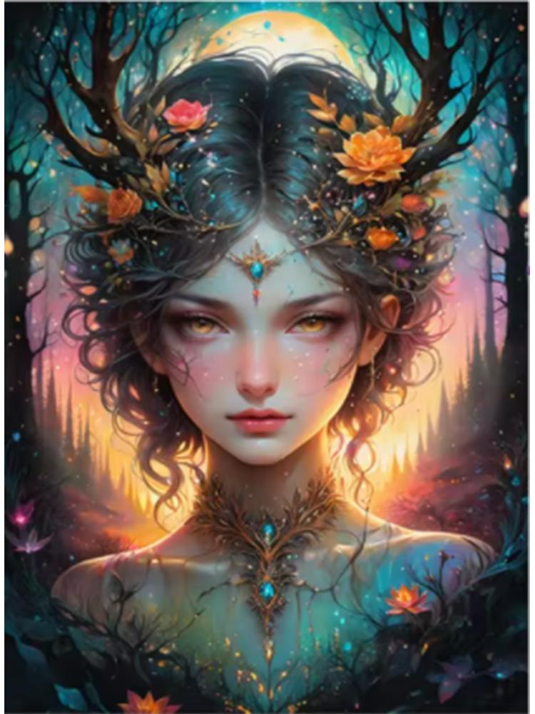 5D Deer Elf Girl Fairy Dust Diamond Painting Kit Full quare Diamond Embroidery Cross Stitch Diamond Art Crystal Home Decoration