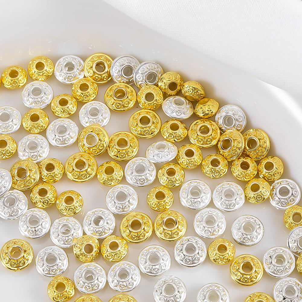 10pcs/lot Textured Saucer Shaped Copper Spacer Beads Lantern Beads Bracelet Necklace Separator DIY Beading Jewelry Accessories