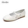 Fashion French Elegant Low Heel Women's Pumps Soft Sole Bowknot Beaded Slip On Mary Jane Shoes Comfortable Zapatos De Mujer Size 35-43