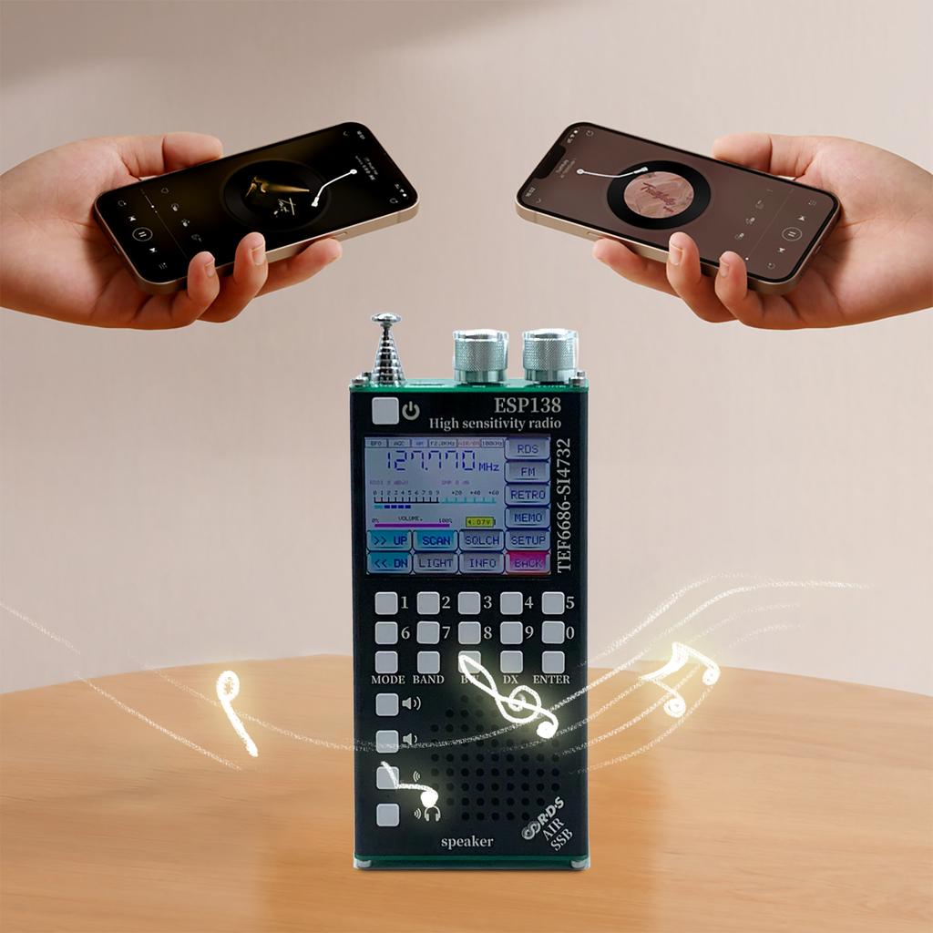 Dual Modes RDS Data Display Radio 2500mAh Hand-Held Radio Receiver ESP138 ESP32 SI4732 for Bluetooth-Compatible Speakers