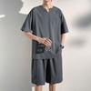 Men's V-neck Short-sleeved T-shirt Shorts Two-piece Suit