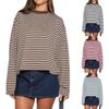 Women's Crew Neck Long Sleeve Striped Oversized Casual Tee Tee Shirt for Fall Daily Wear