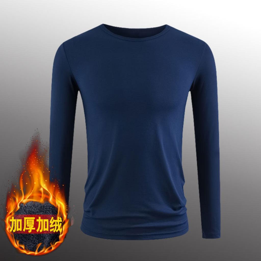 Men's Plush And Thick Warm Long-sleeved T-shirt Winter Round Neck Bottoming Shirt