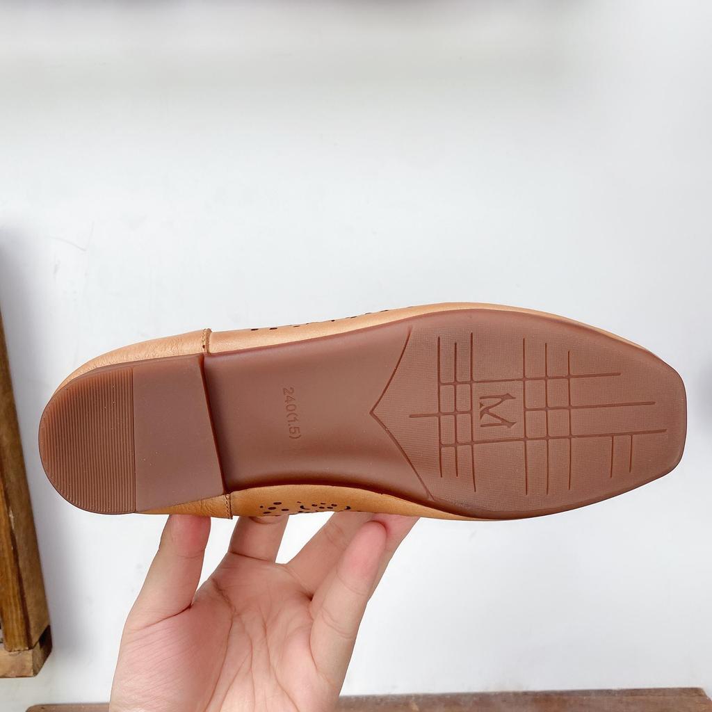 Johnature Genuine Leather Retro Women Shoes Handmade Round Toe Buckle Low Heel Comfortable Pumps