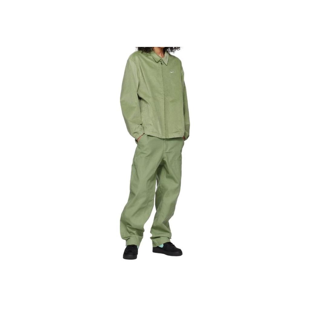 Nike Solid Color Large Pocket Collared Shirt Jacket Men Outerwear Olive-Green DQ5185-386