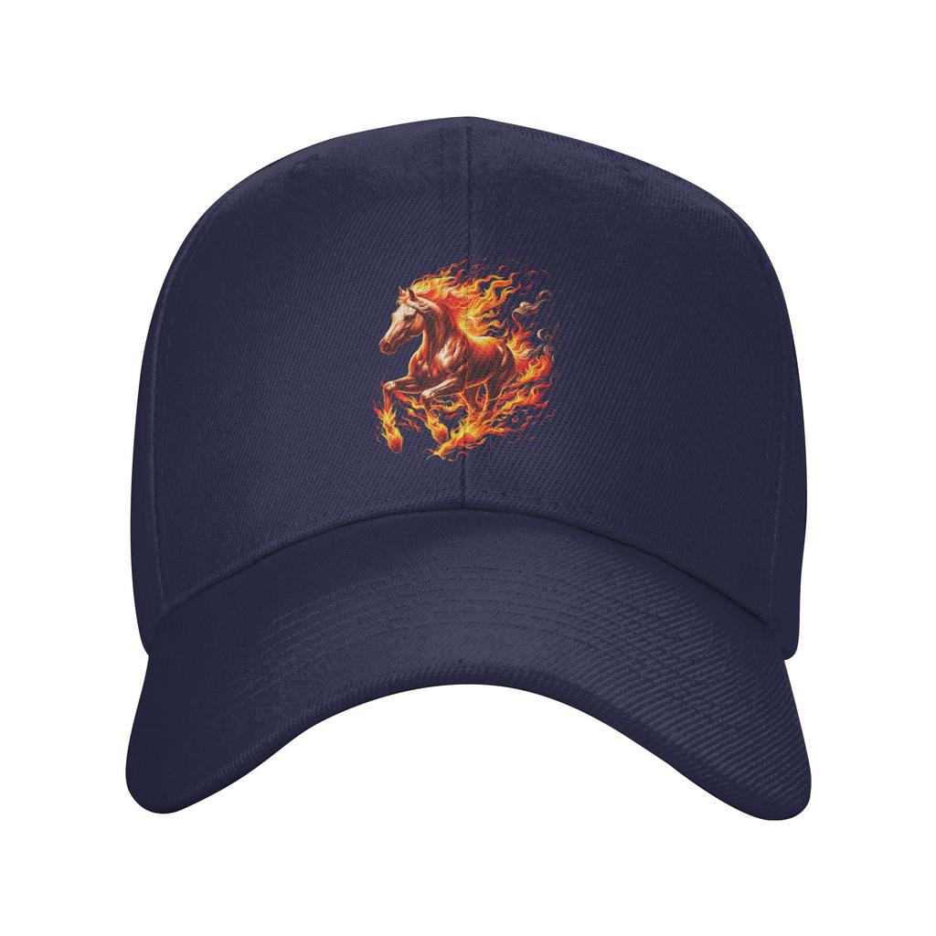Lustiges brennendes Pferd Outfit für Pferde Flammen Liebhaber Baseballkappe Lässig Unisex Herren Hip Hop Hüte Jagd Camping Baseballkappen