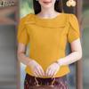 ZANZEA Damen Casual O-Ausschnitt Kurzarm Bluse mit Reißverschluss hinten