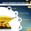 Feng Shui Golden Arowana Fish Statue Showpiece with Coin In Mouth Wealth Symbol, Protects Mishaps, Troubles Vastu Products Home & Office