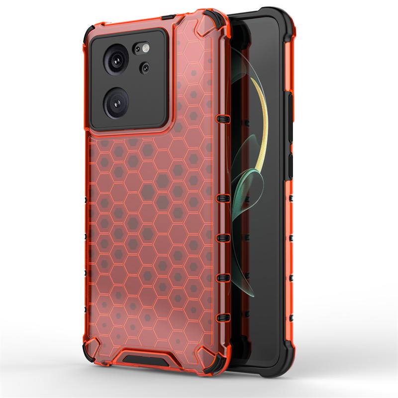 

Shockproof Transparent Case For Xiaomi 13T Pro Honeycomb Armor Case For Xiaomi 13T Pro Case Cover For Xiaomi 13T Pro 6.67 inch For Xiaomi 13T красный