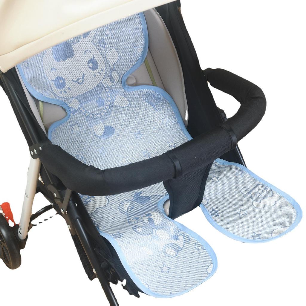 Baby 5-Point Stroller and High Chair Cool Mat - Linen and Rattan Design