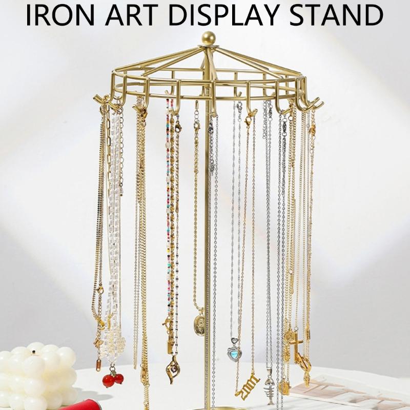 Rotating Jewelry Display Stand Detachable Acrylic Metal Organizers for Necklaces Bracelets Earrings 360 Degree Showcase