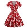 Retro Color Large Hem High Waist Slimming A- line Skirt Short Sleeve