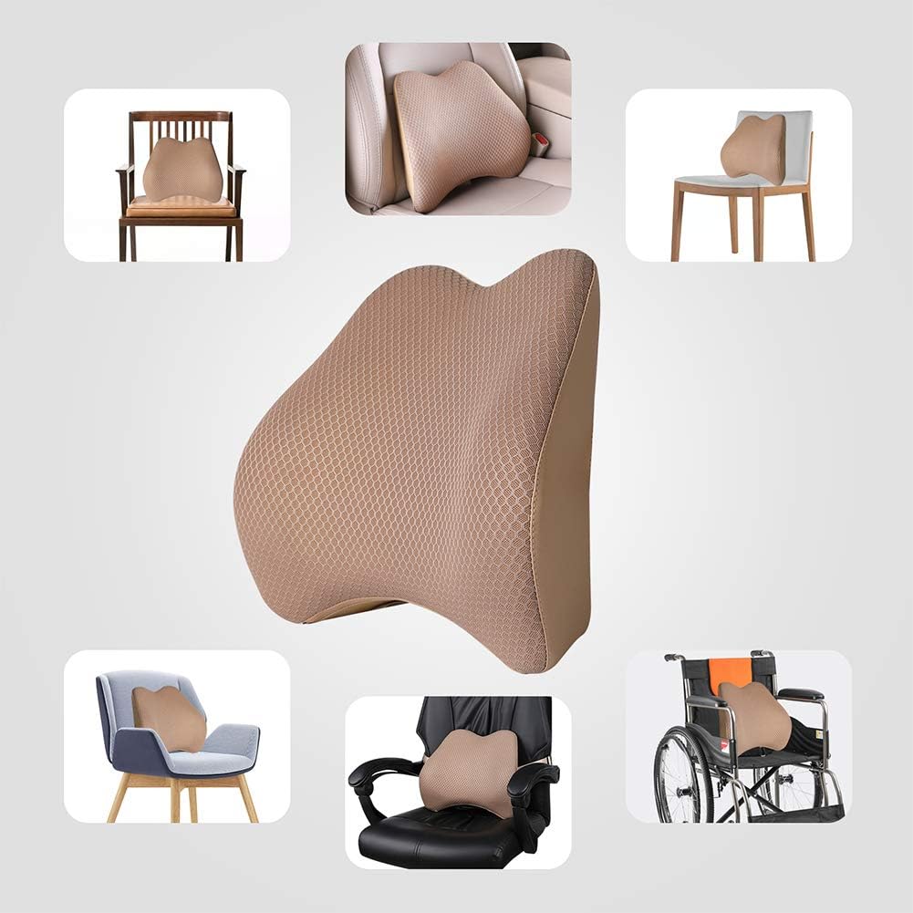 Memory Foam Lumbar Support Pillow for Cars - Car Seat Back Support(Beige)