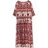 Real Shot Summer New Literary Large Size Loose Cotton Silk Printed Short-sleeved Dress Women's Long Dress