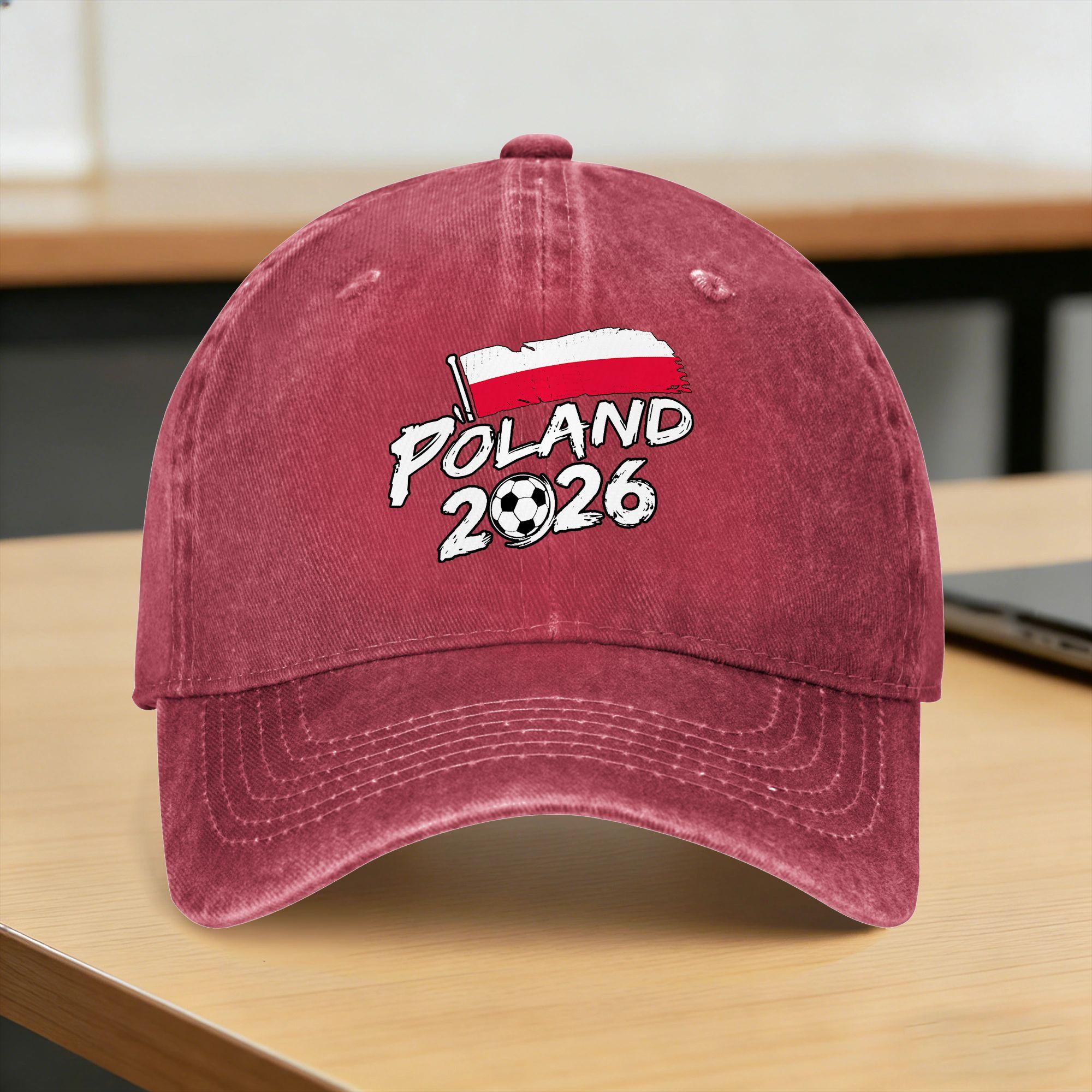 Poland Soccer Polish Flag Sun Baseball Cap Unisex Women Washed Hats Adjustable Outdoor Gym Baseball Caps Birthday Present One Size