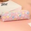 Cute Pen Organizer Heart Print Pencil Case Minimalist Square Pouch
