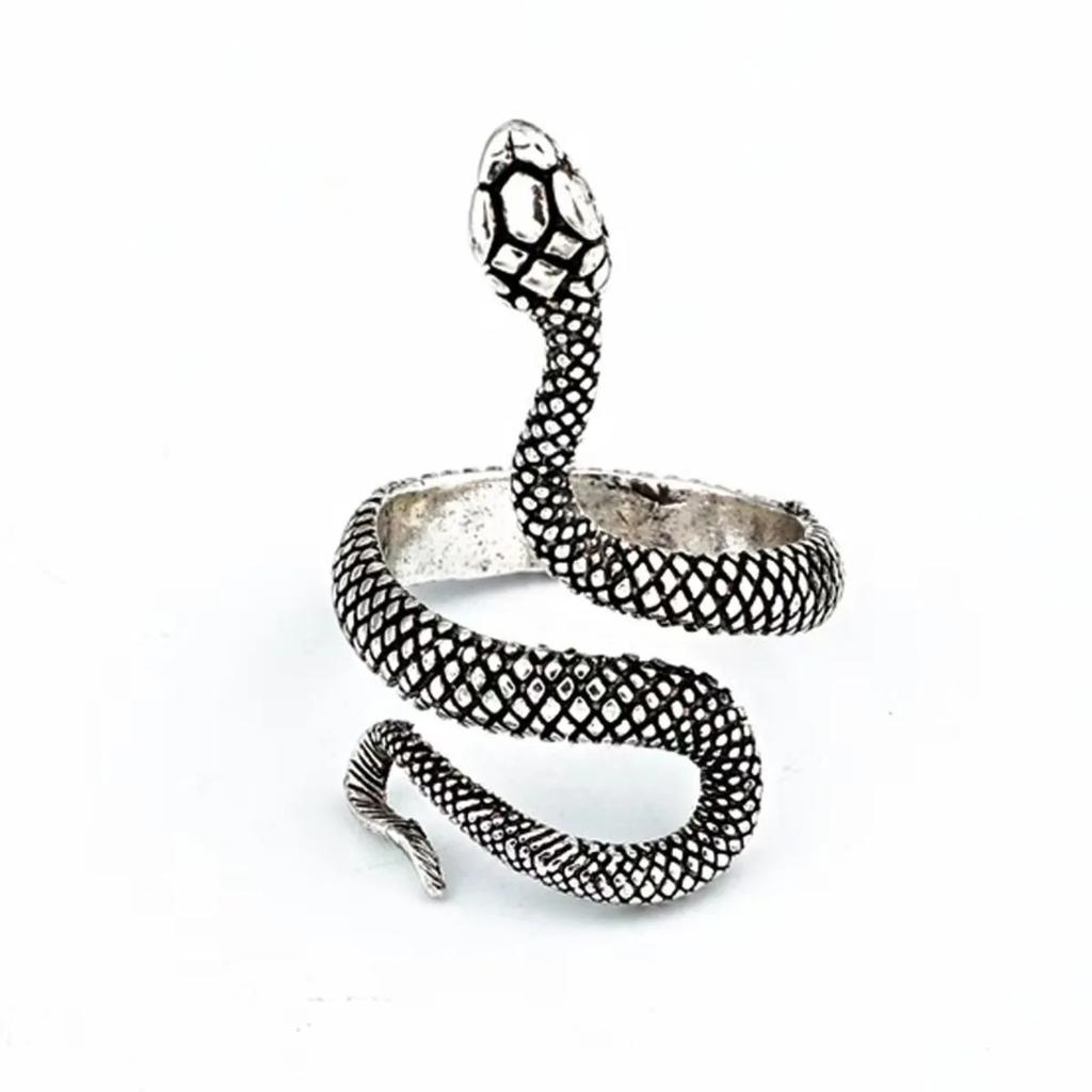Rings for Men Women Punk Goth Snake Ring Exaggerated Black Plated Gothic Adjustable Party Gift Jewelry Woman Jewelry