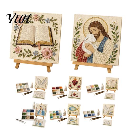 Meaningful Spiritual Art Projects Christian Sea Glass Kit, DIY Religious Mosaic Kit for Adults, Faith Bible Based Creative Hobbies Inspired