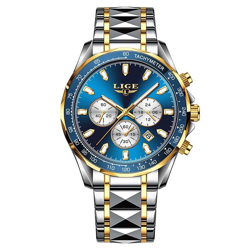 LIGE Top Luxury Man Watch New Waterproof Luminous Calendar Watch Men Quartz Wristwatch Chronograph Watches for Men Reloj