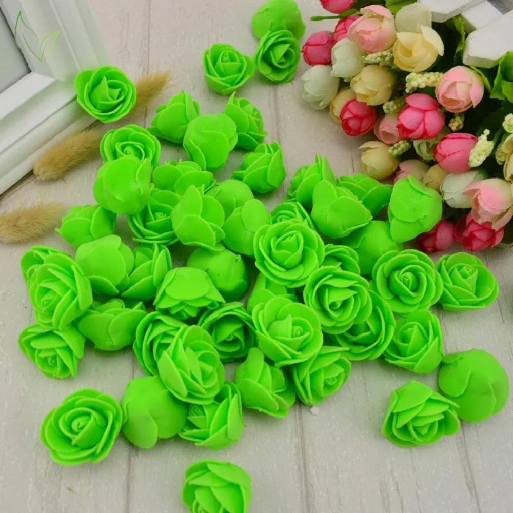 50PCS PE Foam Fake Flower Roses Head Artificial Flowers Cheap Wedding Decoration for Scrapbooking Gift Box Diy Wreath Multi-Use