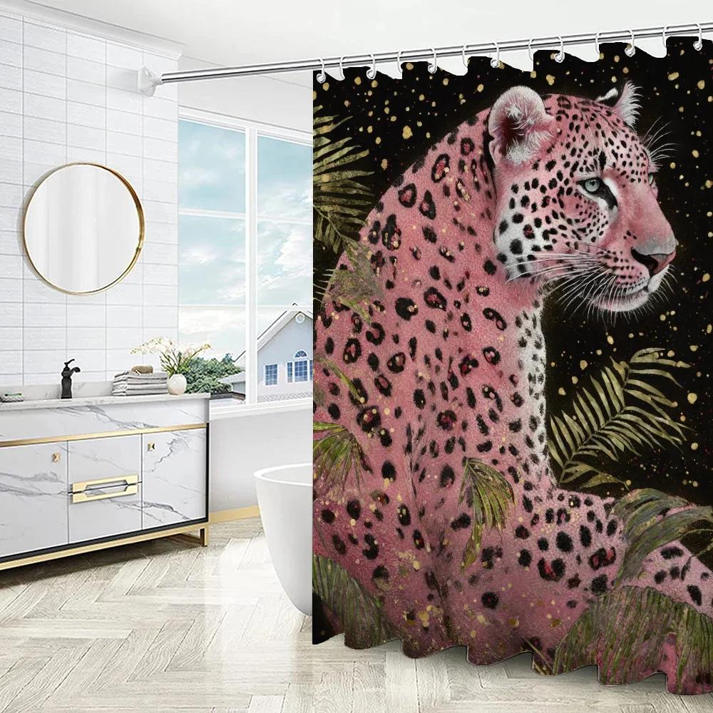 Sprchový závěs Růžový panter pro sady koupelnových doplňků Luxusní skládací dělicí závěsy Koupelna Ložnice Domy Pokoje Quarto