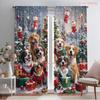 2pcs,2D Plane Printing Curtains Christmas Dogs Tree Snow (2) Polyester (without Rod) Holiday for Various Room Types